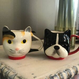 Cat and dog west elm mug set